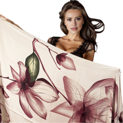 LA FERANI 180x90 Silk Scarf Rose Pink Flowers Silk Shawl Stole Wrap Foulard N150