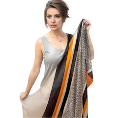 180x90 Silk Scarf Beige Brown Business Stole Shawl Wrap Foulard N229