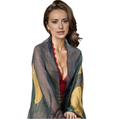 180x90 Silk Scarf Green yellow transparent Summer Beach Silk Stole Foulard N270