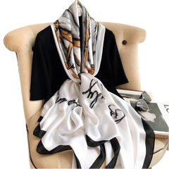 180x90 Silk Scarf White Business Stole Foulard Shawl Wrap N236