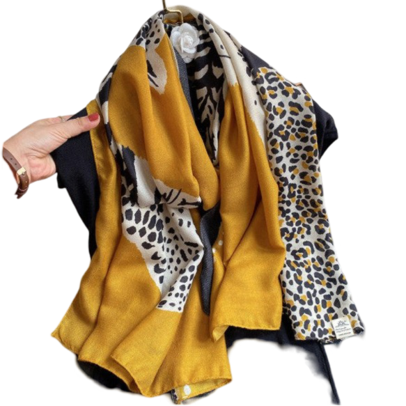 180x90 Wool Viscose Scarf Orange Tiger Foulard Shawl Wrap N126
