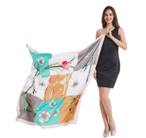 130x130 Silk Scarf Colourful Art Design Style Stole Foulard Shawl Wrap N157