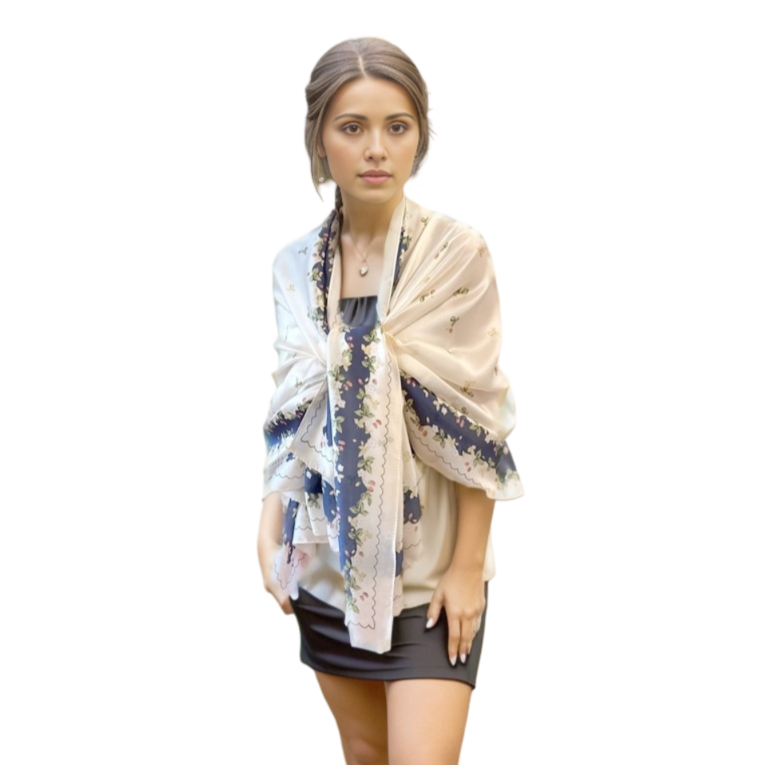 180x90 Silk Scarf Beige Business Style Stole Shawl Wrap Foulard N216