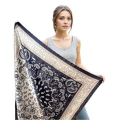 90x90 Silk Scarf blue white Classic elegant business Style Silk Stole Foulard N250