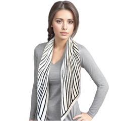 90x90 Silk Scarf white black white Silk Stole Foulard Shawl NN1
