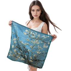 53x53 Silk Scarf Van Gogh Landscape Green Style Bandana Silk Stole Foulard N293