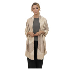 Kaschmirschal 185x65 Damen klassisch Beige Weiss  S25