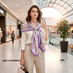 180x90 Seidenschal Asian Stil lila weiß N337