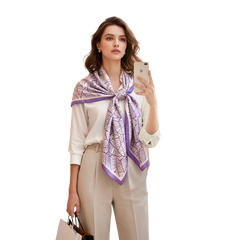 180x90 Seidenschal Asian Stil lila weiß N337