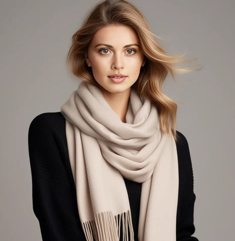 100% Cashmere thin Scarf 185x65 Schwarz Spring Casual Style Wool Shawl Wrap Pashmina S2