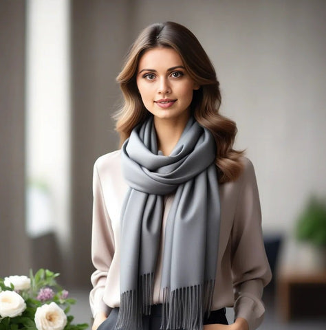 100% Cashmere thin Scarf 185x65 Schwarz Spring Casual Style Wool Shawl Wrap Pashmina S2