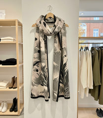 Kaschmirschal 185x65 Damen Asian Style schwarz beige  B12