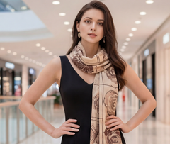 Kaschmirschal 185x65 Damen klassisch Stil beige  B17