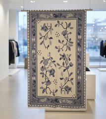 Kaschmirschal 185x65 Damen klassisch Stil blau weiss  B18