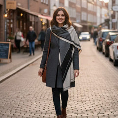 Kaschmirschal 185x65 Damen klassisch schwarz Weiss B2