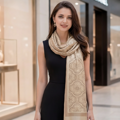 Kaschmirschal 185x65 Damen klassisch Stil beige  B20
