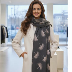 Kaschmirschal 185x65 Damen klassisch Stil grau rosa  B21