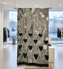 Kaschmirschal 185x65 Damen klassisch Stil schwarz beige  B22