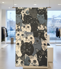 Kaschmirschal 185x65 Damen klassisch Stil grau Katze  B23