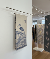 Kaschmirschal 185x65 Damen Asian Stil blau weiss  B26