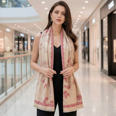 Kaschmirschal 185x65 Damen Asian Stil Rosa B29