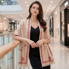 Kaschmirschal 185x65 Damen Asian Stil Rosa B29