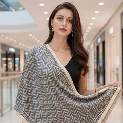 Kaschmirschal 185x65 Damen Grau Classic Style Beige B32
