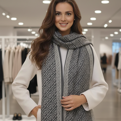 Kaschmirschal 185x65 Damen Grau Classic Style Beige B32