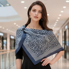 Kaschmirschal 185x65 Damen Blau Leopard Stil B33