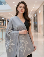 Kaschmirschal 185x65 Damen klassisch blau weiß B4