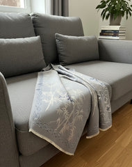 Kaschmirschal 185x65 Damen klassisch blau weiss B4