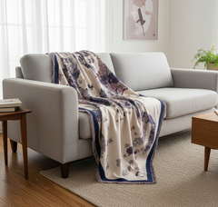 Kaschmirschal 185x65 Damen klassisch blau weiss B5