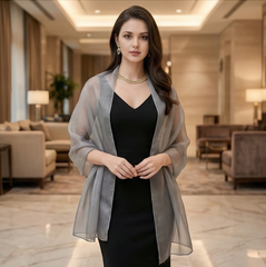 180x90 Seidenschal grau weiß Farbverlauf transparent Stola G10