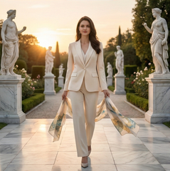 180x90 Seidenschal weiß grün Japanese Stil klassisch Stola G14