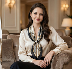 180x90 Seidenschal weiß schwarz Stil klassisch Stola G15