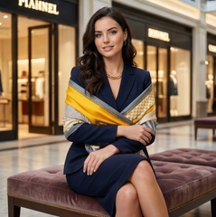 180x60 Seidenschal orange weiß klassisch G19