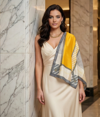 180x60 Seidenschal orange weiß klassisch G19