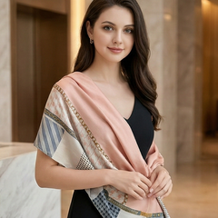 180x60 Seidenschal rosa weiß klassisch G19