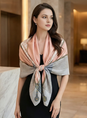 180x60 Seidenschal rosa weiß klassisch G19