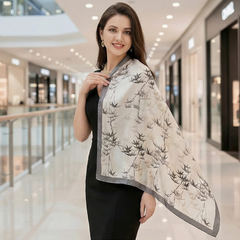 180x90 Seidenschal weiß grau Korean Stil Stola G20