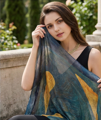 180x90 Seidenschal grün transparent klassisch Stola G21