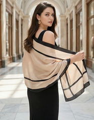 180x90 Halstuch Seide rosa schwarz leicht Stola G22