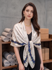180x90 Seidenschal beige Rosen leicht Stola G23