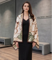 180x90 Seidenschal beige bunt leicht Stola G25