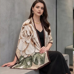 180x90 Seidenschal beige bunt leicht Stola G25