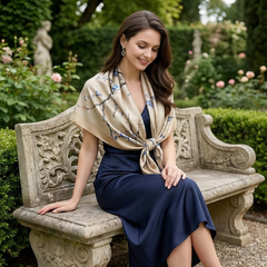 180x90 Seidenschal Beige Van Gogh klassisch G3