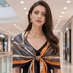 180x60 Halstuch Seide orange bunt klassisch Asian Stil G33