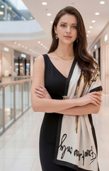 180x90 Halstuch Seide weiß Designer klassisch Asian Stil G35