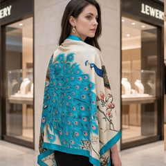 180x90 Halstuch Seide Pfau klassisch Asian Stil G37