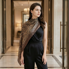 180x90 Seidenschal Leopard braun G5